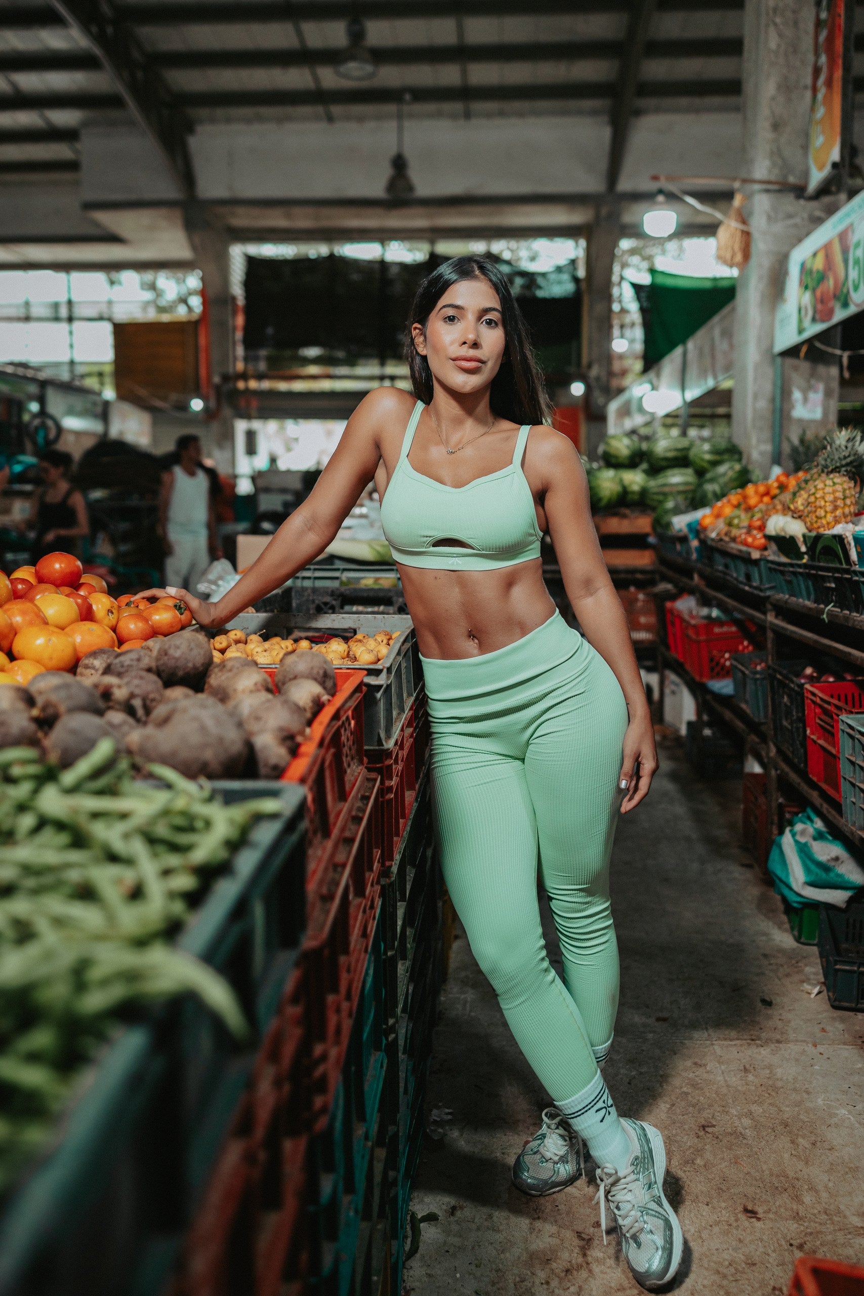 Set cereza largo con ruching
